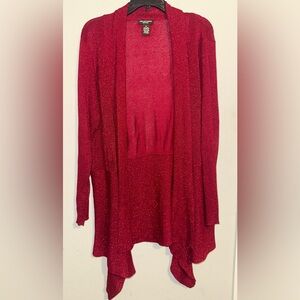 Linda Matthews Red Open Front Cardigan